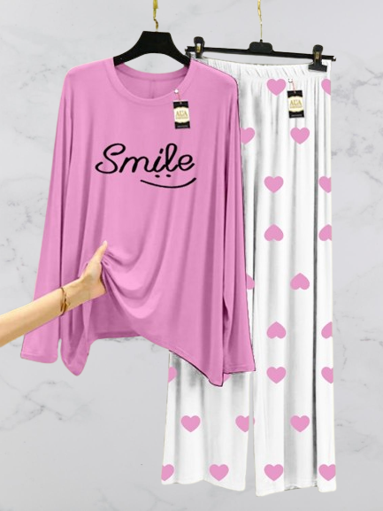 Pink Smile  Mini Heart Printed Trouser (001)