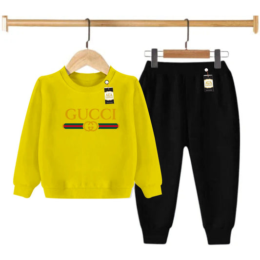 Yellow and Black (Gucci) Printed Kids Tracksuit for Winter By Aua Garments