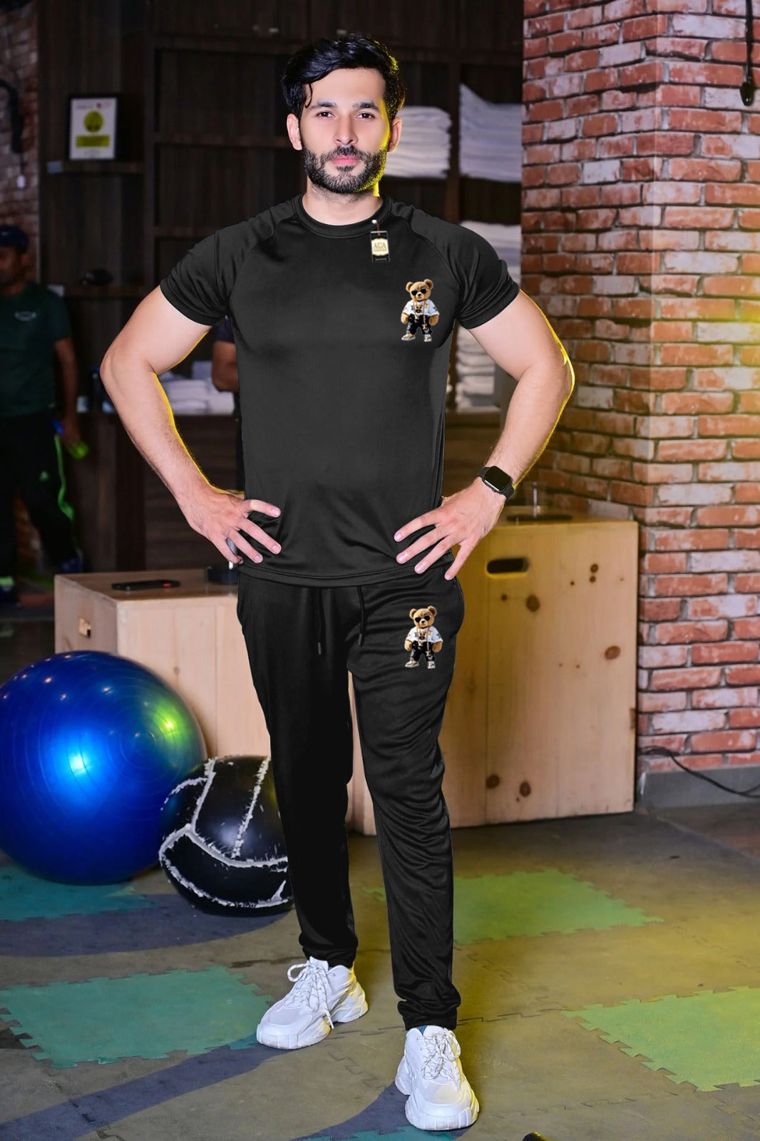 Black Pack Of 2 Tracksuit For Men's (T-Shirt+Trouser)