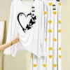 White Women Heart Mini Heart Printed Trouser (001)