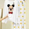 White Mickey Mouse Mini Heart Printed Trouser (001)